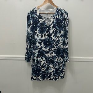 Blue and White Floral, Baby Doll Dress